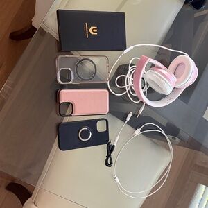 iphone 13 MINI accessory bundle. cases, tempered glass, headphone, cord
